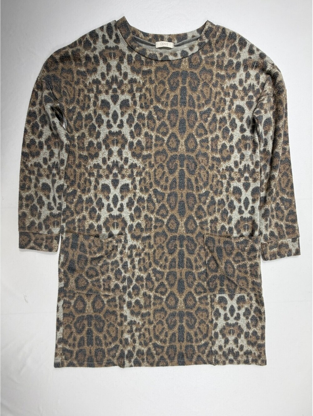 Oddi Small Leopard Print Long Sleeve Dress
